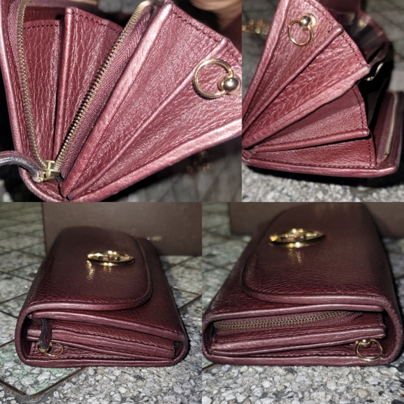 Gucci GG Interlocking 1973 Leather Purple Chain Wallet Authentic Brand New - Picture 10 of 17